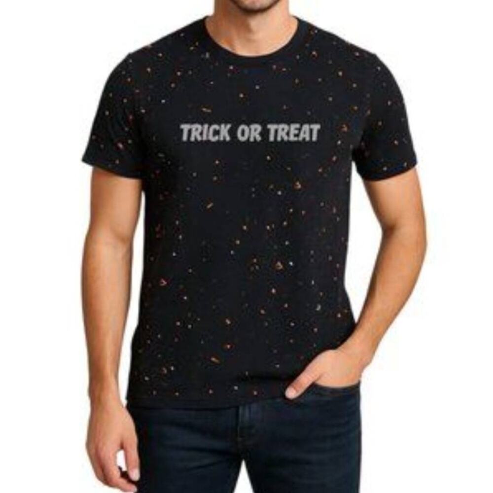 Denim & Flower Black Paint Splatter Halloween Trick Or Treat Graphic Tee